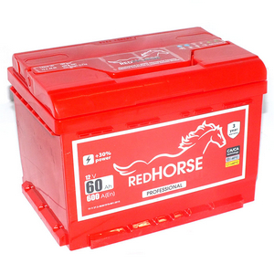 Аккумулятор стартерный (Red Horse) 6СТ-60 А3 60Ah EN600 (242х175х175)  Евро  (-/+)