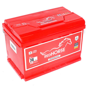 Аккумулятор стартерный (Red Horse) 6СТ-74 А3 EN720 (276 х175 х190)  Евро  (-/+)