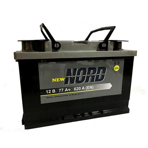 Аккумулятор стартерный (NORD) 6СТ-77 А3 77Ah EN620 Евро (278x175x190)  (-/+)