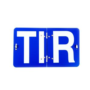 Табличка TIR (білі букви на синьому тлі) закривається, з фіксатором