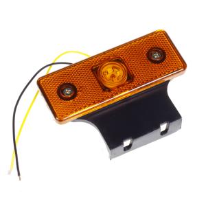 Фонарь бокового габарита LED (прямоуг., плоский) желтый с кронштейном (с проводами)