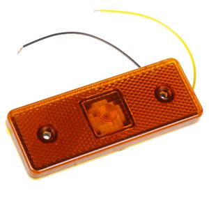 Фонарь бокового габарита LED (прямоуг., плоский) желтый (с проводами)