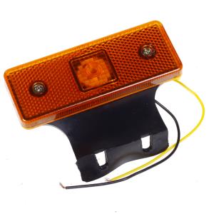Фонарь бокового габарита LED (прямоуг., плоский) желтый с кронштейном (с проводами)
