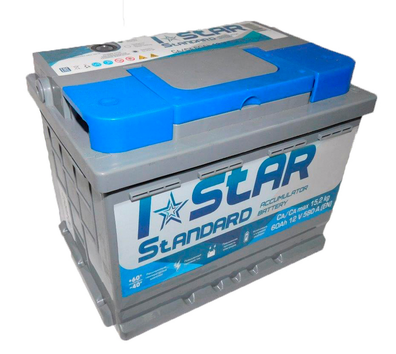 Акумулятор стартерний (I STAR Standard KAINAR) 6СТ-60 А3 60Ah EN580 (242x175x190) Євро (-/+)