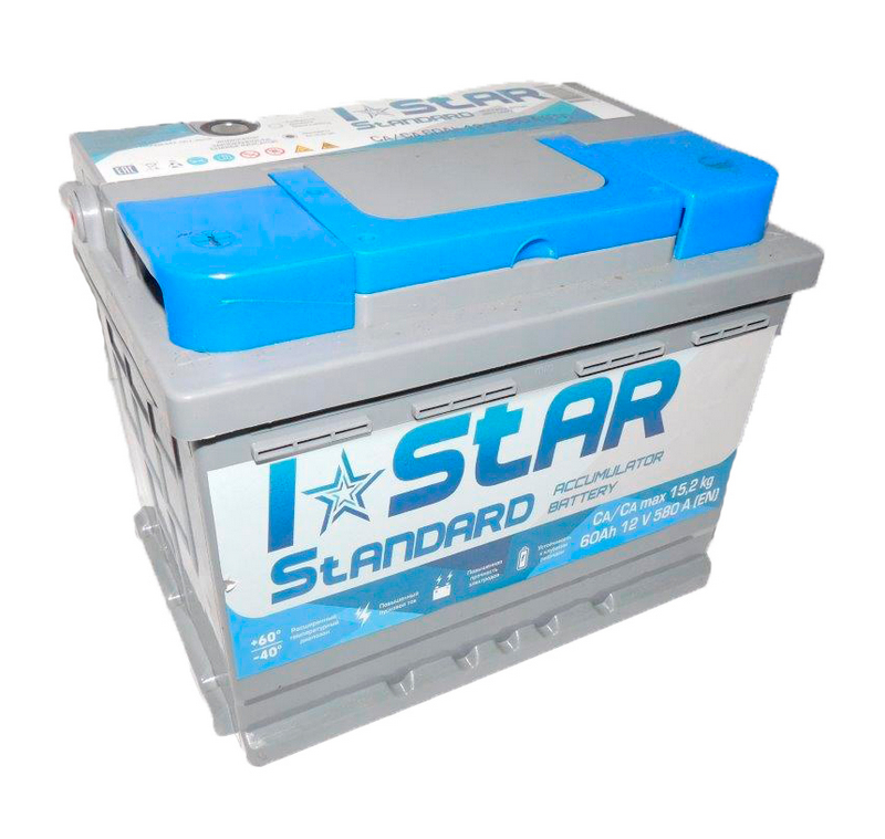 Акумулятор стартерний (I STAR Standard KAINAR) 6СТ-60 А3 60Ah EN580 (1) (242x175x190)(+/-)