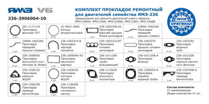 Р / к двигуна ЯМЗ-236М2, -236Б, 236БЕ, -236Н, -236ДК (повний) (пр-во ЯМЗ)
