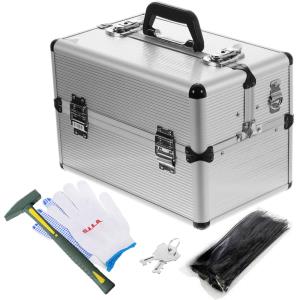 Ящик розпашний для інструменту з комплектом (молоток 500г, стяжки, рукавички ) S.I.L.A. 36х22х25 см сріблястий AVT195308