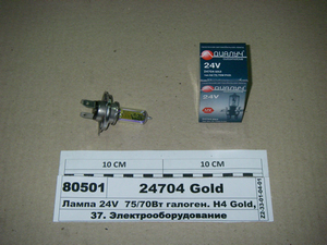 Лампа 24V 75/70Вт галоген. Н4 Gold, 3-х штир. P43t (ДІАЛУЧ)